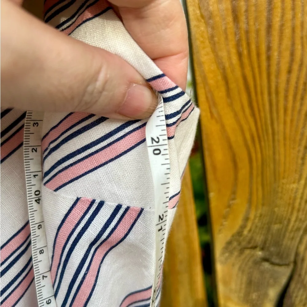 Banana Republic Romper Jumpsuit Stripes Wide Leg Lined Bow Belt Linen Sz. 12